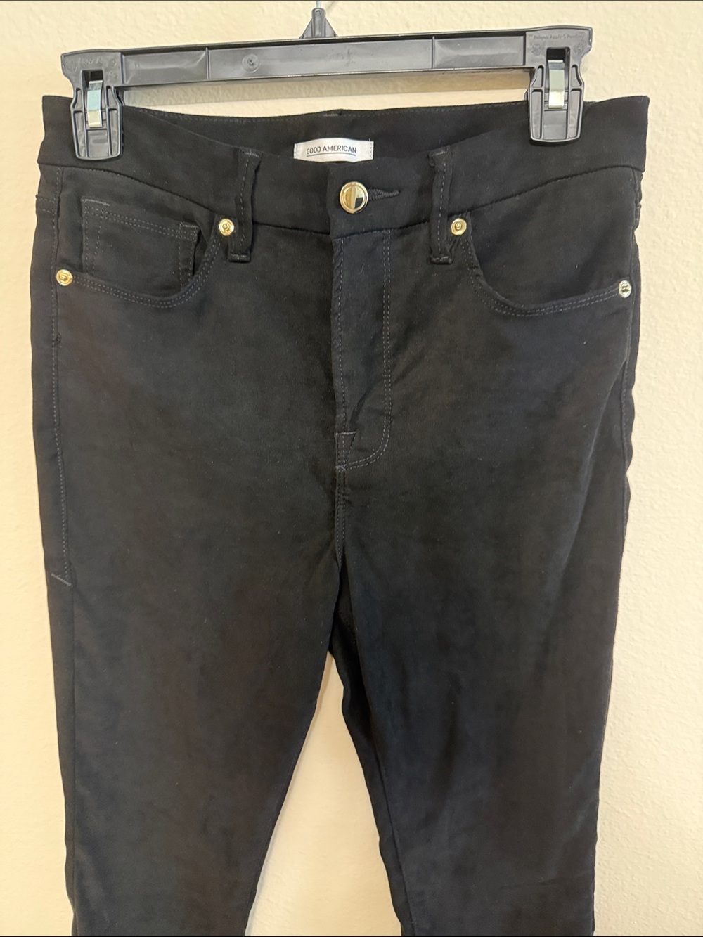 Good American Black Slim Jeans with Gold Hardware